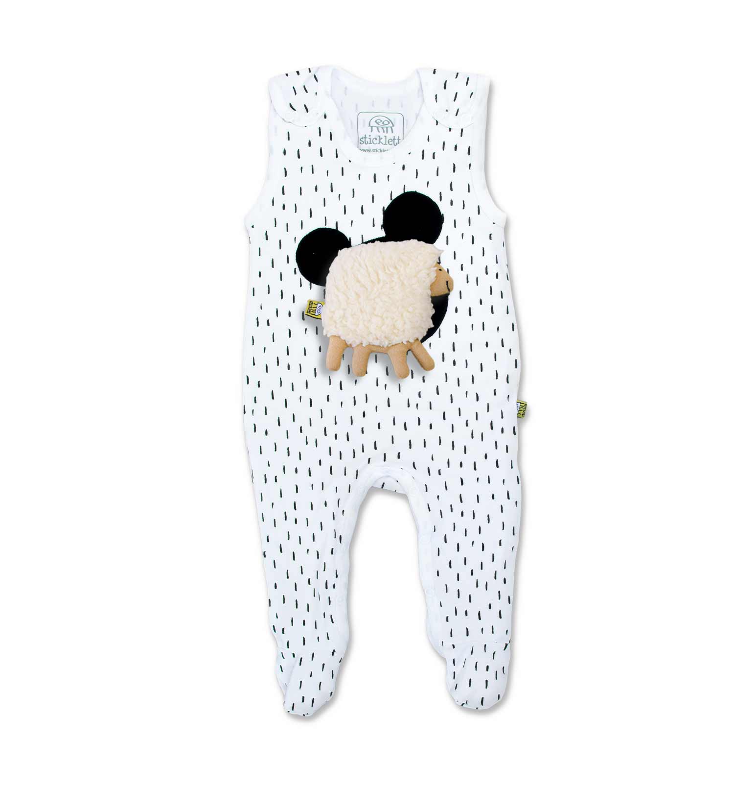 Baby-Strampler in weiß Mouse | sticklett Online Store.