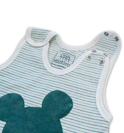 Baby-Strampler in naturweiß-mint Mouse | sticklett Online Store.