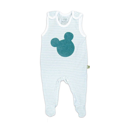 Baby-Strampler in naturweiß-mint Mouse | sticklett Online Store.