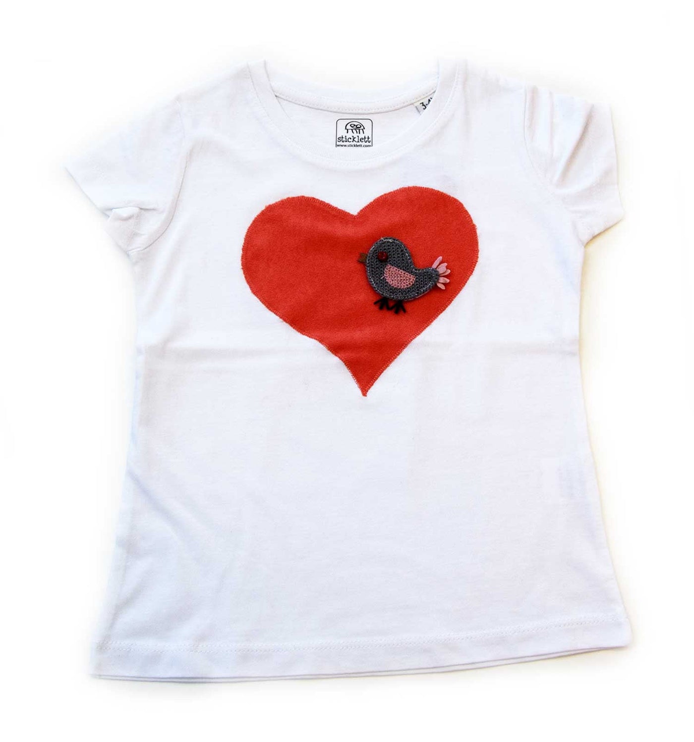 T-Shirt weiß mit Herz kurzarm | sticklett Online Store.