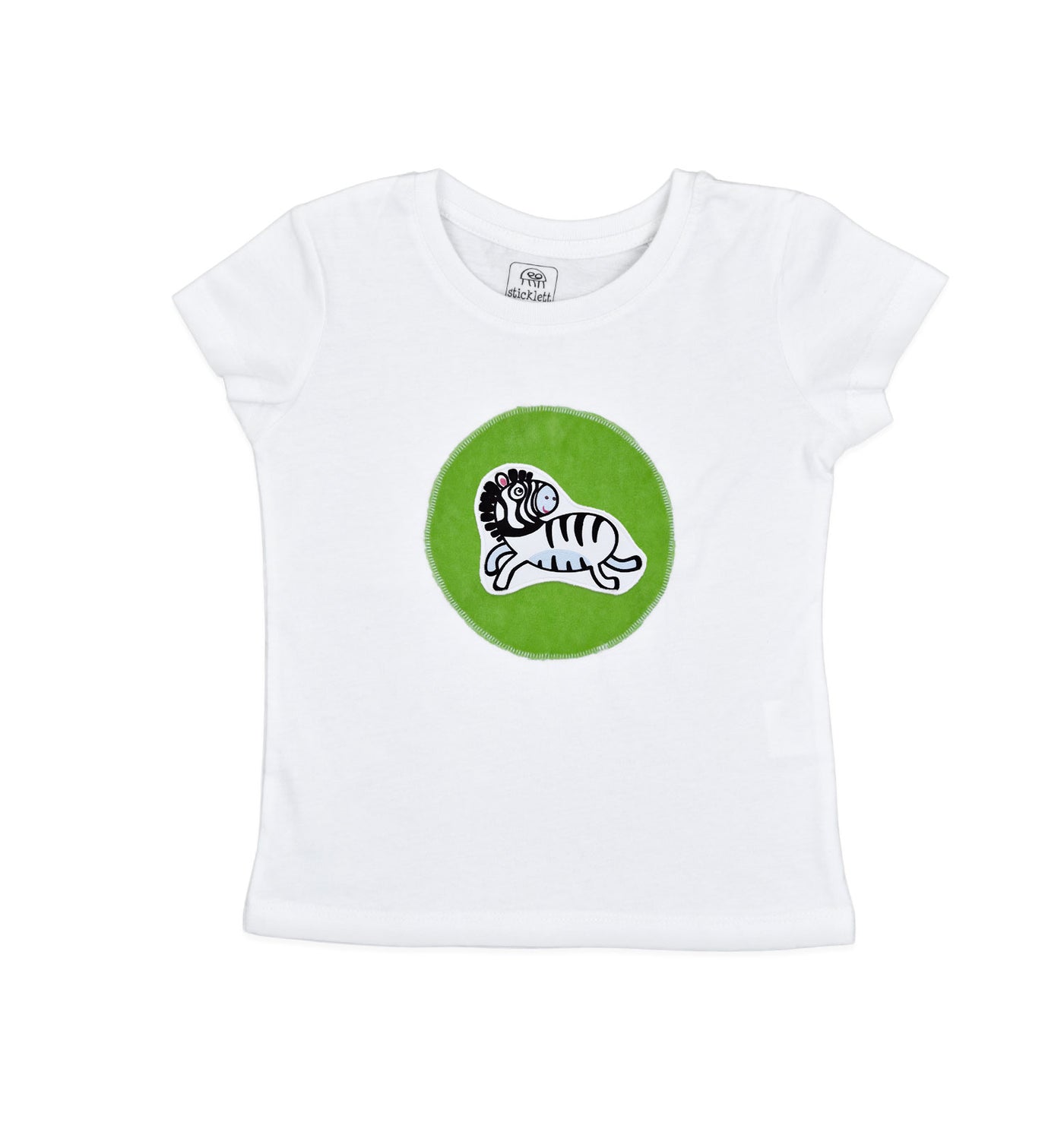 T-Shirt mit grünem Kreis in weiß | sticklett Online Store.
