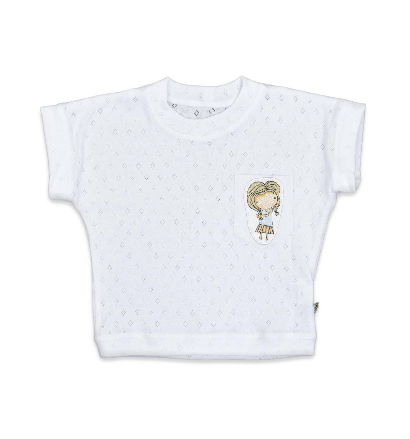 T-Shirt mit Lochstickerei in weiß | sticklett Online Store.