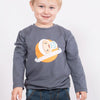 Buben T-Shirt mit Saturn in dunktelgrau - Langarm | sticklett Online Store.