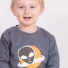 Buben T-Shirt mit Saturn in dunktelgrau - Langarm | sticklett Online Store.