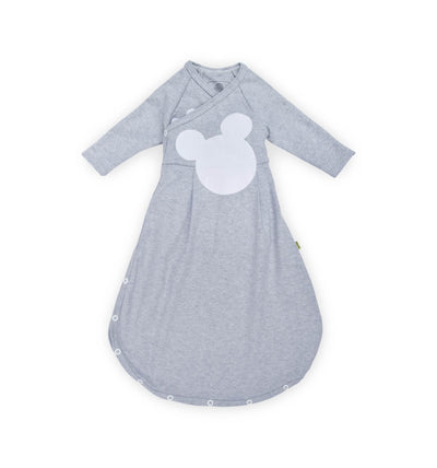 Baby Schlafsack langarm mit Kratzschutz in hellgrau melliert Bio-Baumwolle